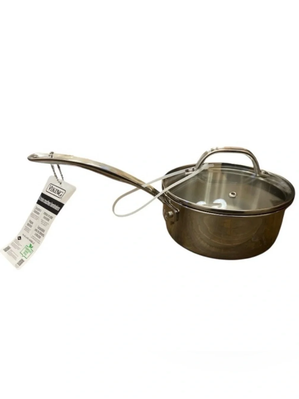1.5 Qt Viking Stainless Steel Saucepan with Glass Lid, 3-Ply New